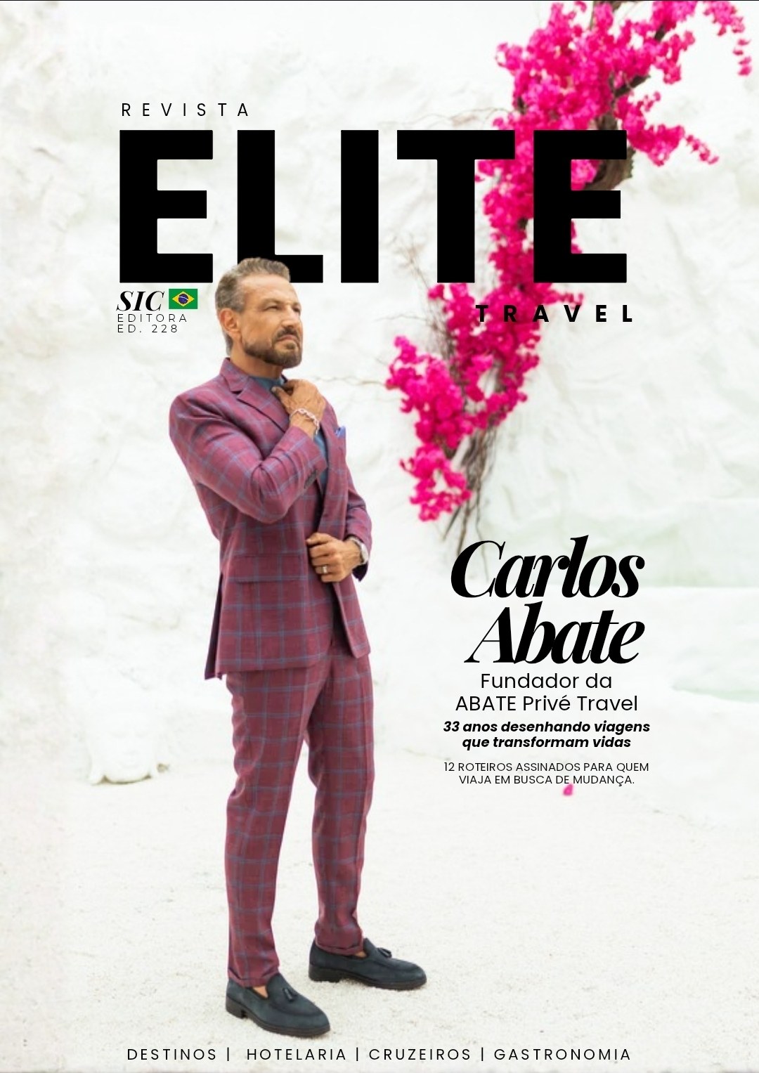 Capa original da Revista Elite Travel com Carlos Abate, edição 228